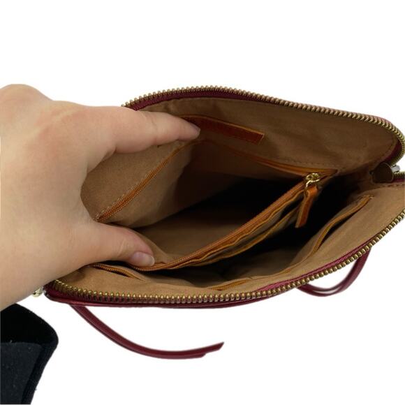 Hobo Reeva Crossbody Bag Red Leather Small Convertible - Picture 12 of 16